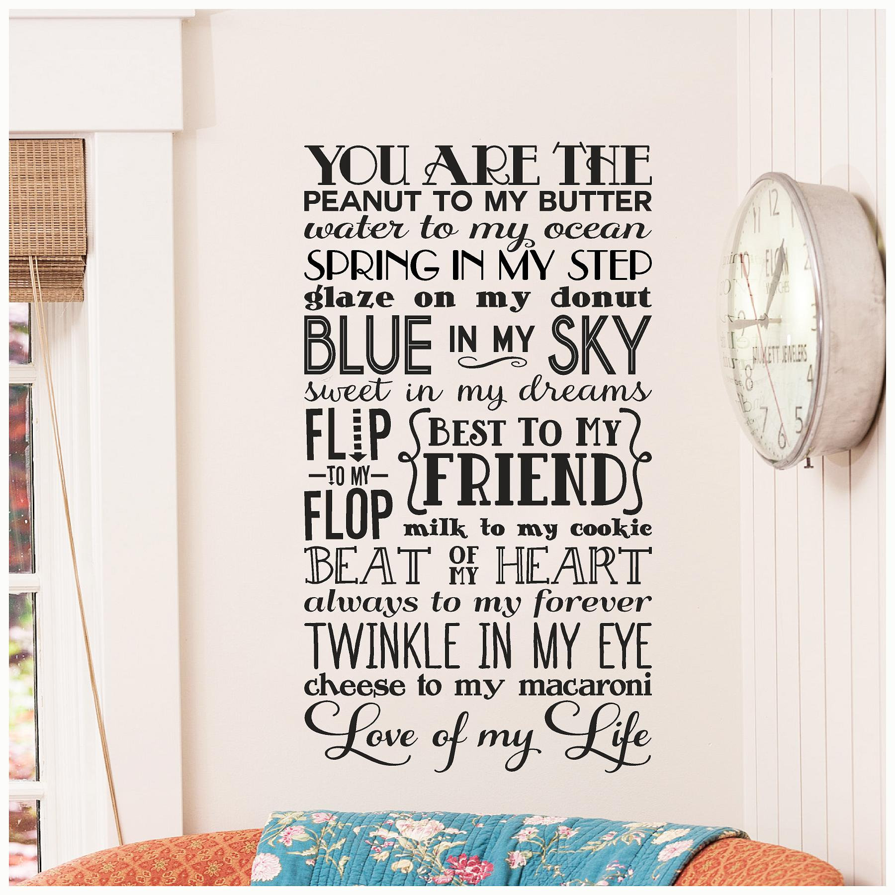 You Are The Peanut To My Butter, Water Ocean, Love Of Life Vinyl Lettering Wall Decal Sticker