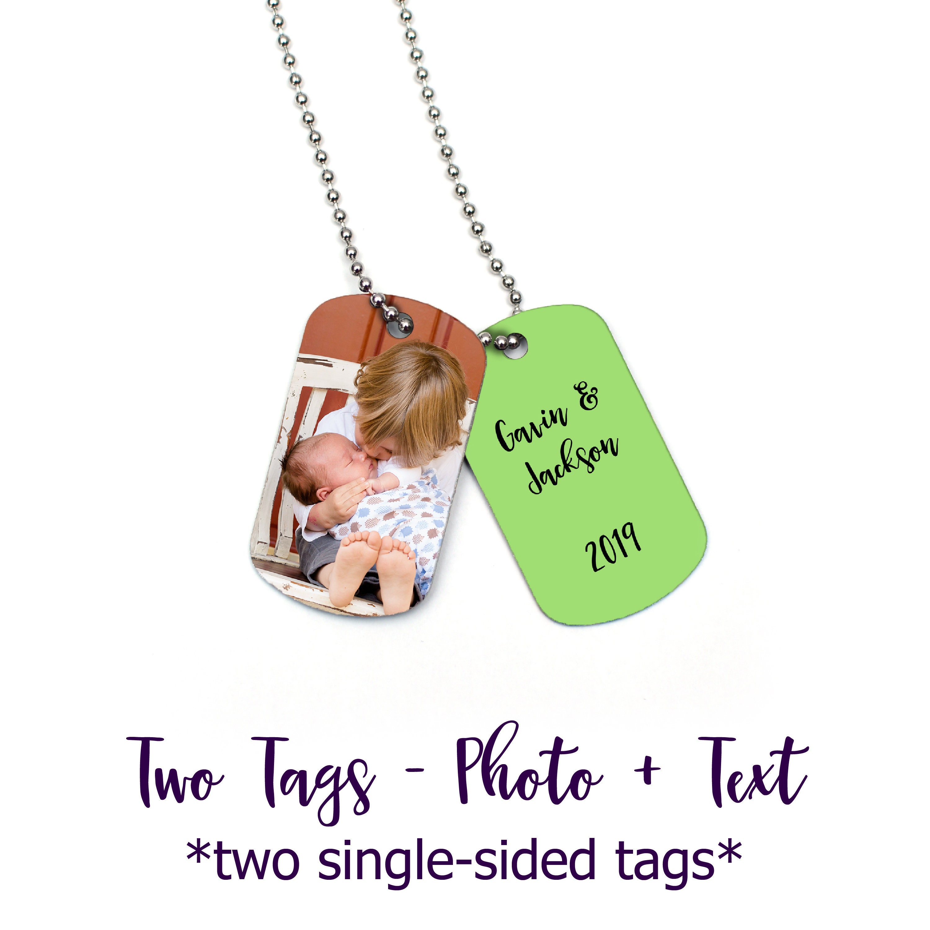 Custom Baby Photo Dog Tag ~ Full Color Mother, Father Gift, Grandparents, Grandma, Grandpa, Military Necklace Key Chain