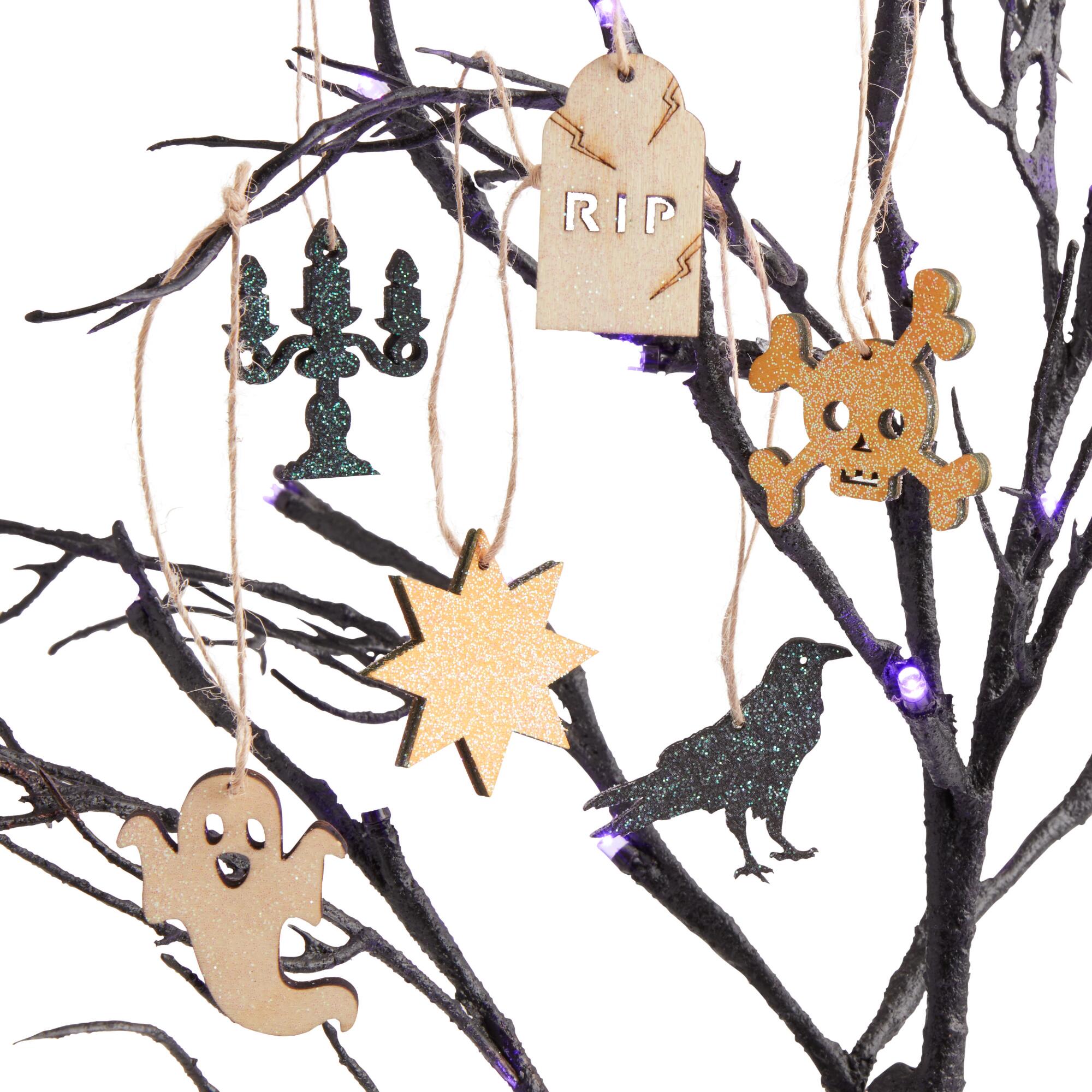 12 Pack Laser Cut Wood Halloween Boxed Ornaments Set Of 2: Multi by World Market