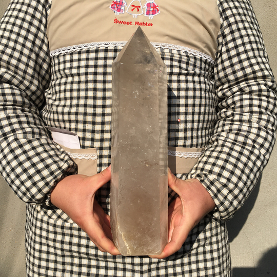 9.42lb Natural Smoky Quartz Crystal Obelisk Wand Point Healing 13.5Inches Sm1