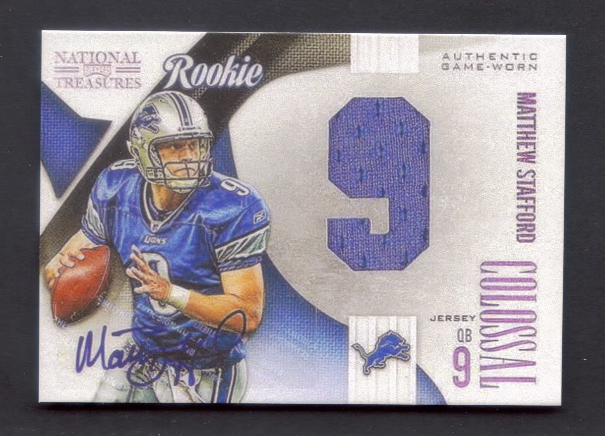 Matthew Stafford Novelty Rookie Rp Card #2 Faux Jersey Facs Auto Lions Rc Rams 2009 T Free Shipping