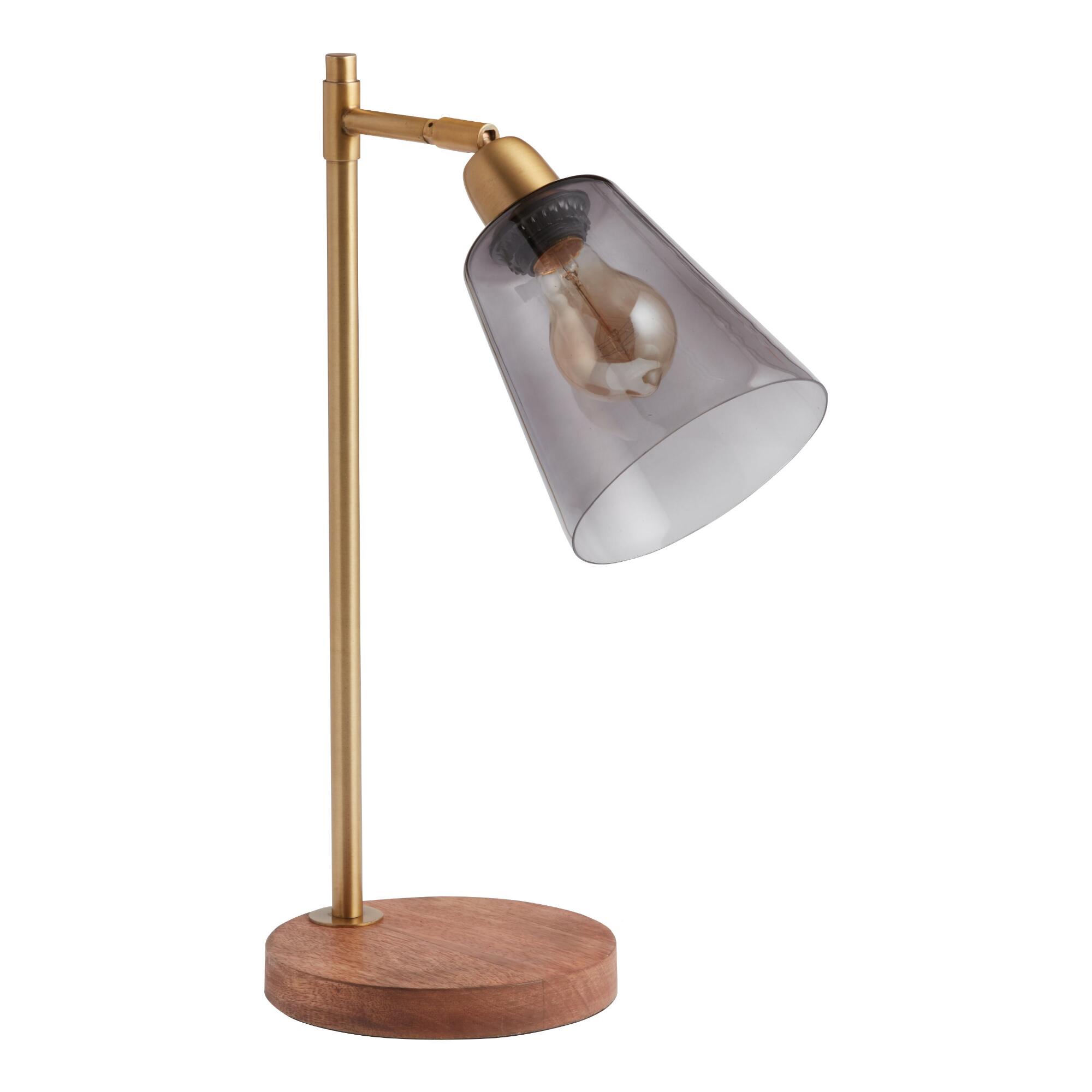 Gray Glass and Wood Task Table Lamp - Medium by World Market