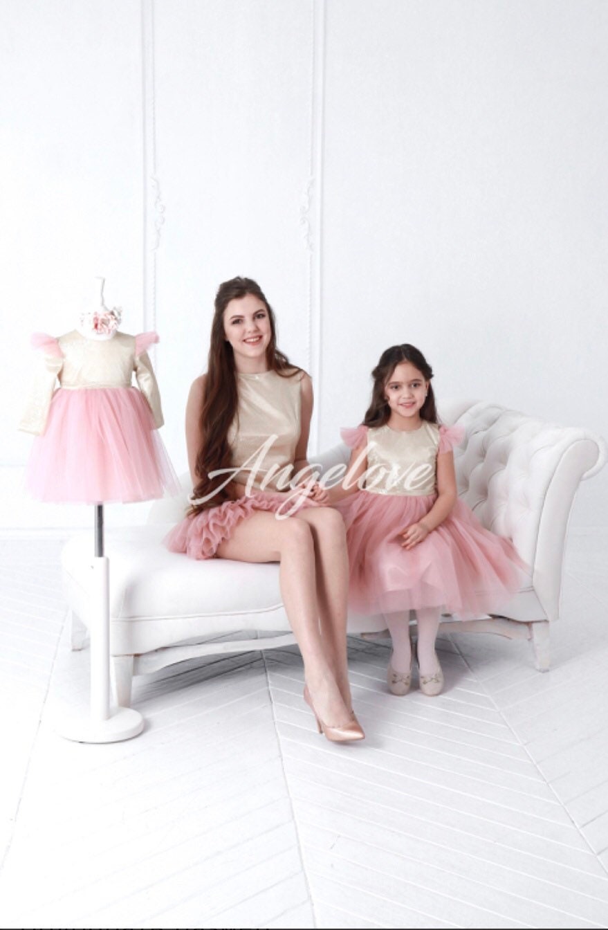 Glitter Mother & Daughter - Birthday Todlerdress Gold Patty Newborn Girl Babygirl Tutu