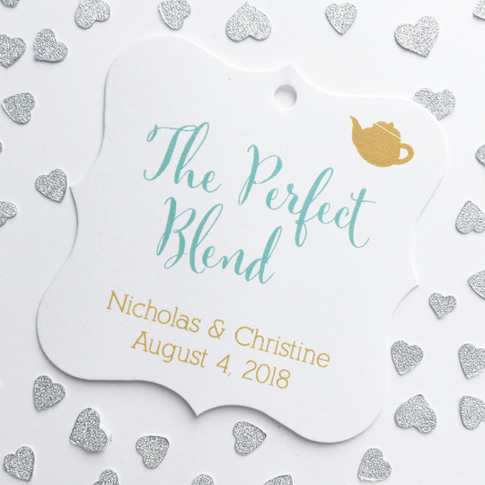 The Perfect Blend Teapot Wedding Favor Tags, Drink Table Hang Tags | Fs-098