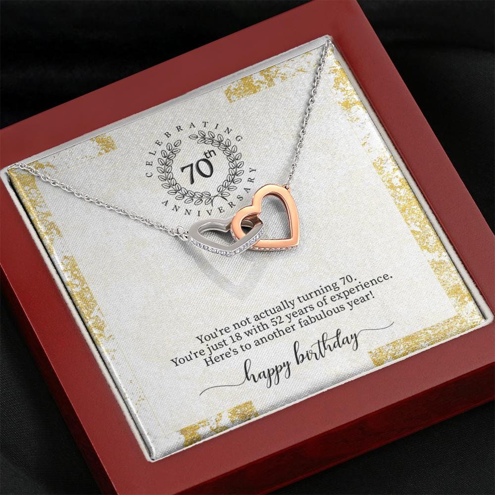 70Th Birthday Gift Necklace For Mother Sister Personalized Rose Gold Heart