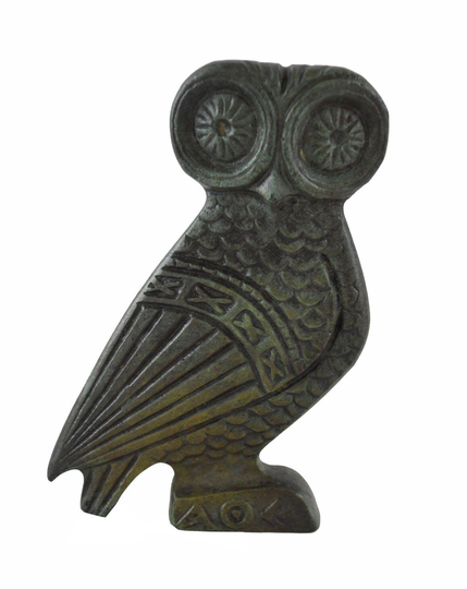 Bronze Owl Of Athens With Wide Eyes Small Statue Goddess Athena Symbol Wisdom