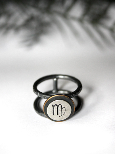 Zodiac Sign Ring - Astrology Jewelry Horoscope Sun Handmade Silver Witchy Astrological Birth Natal Chart