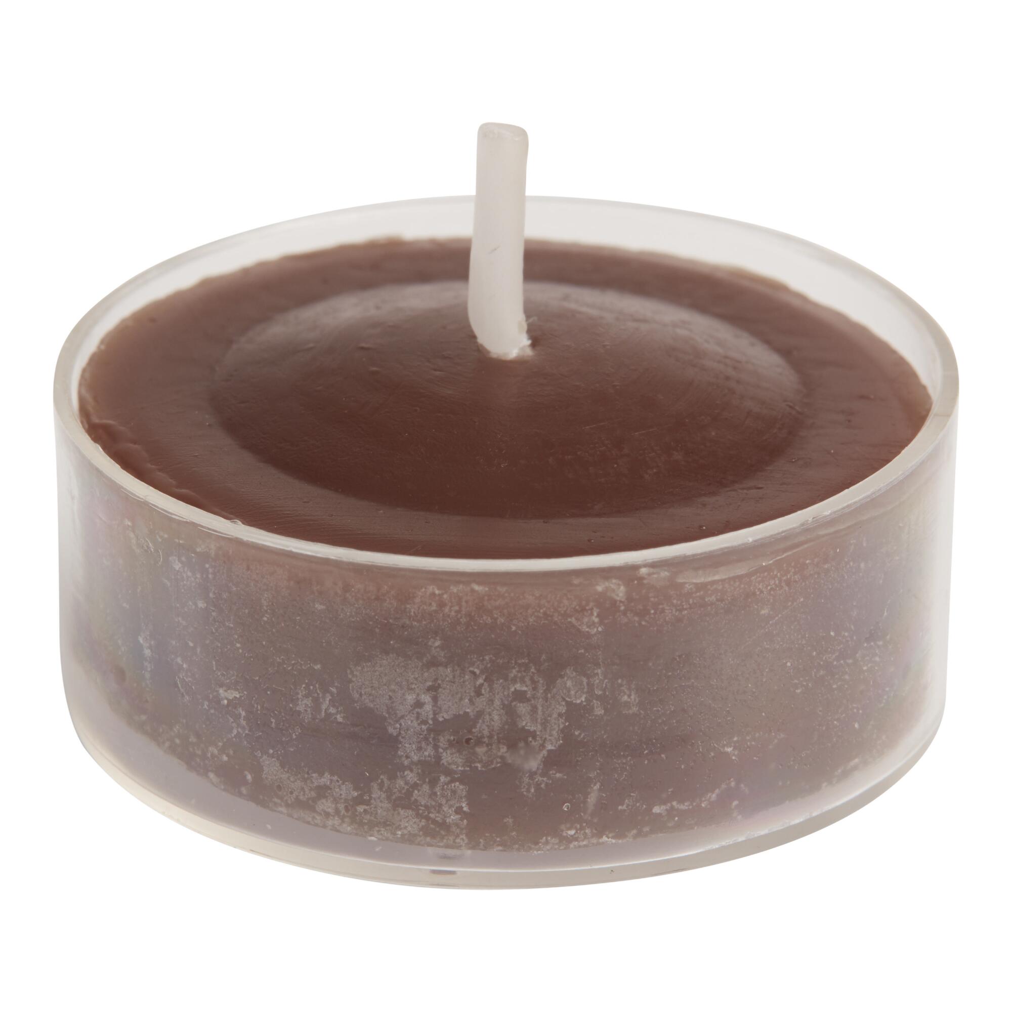 Tobacco Flower & Tonka Tealight Scented Candles 12 Pack: Brown - Scented Wax by World Market
