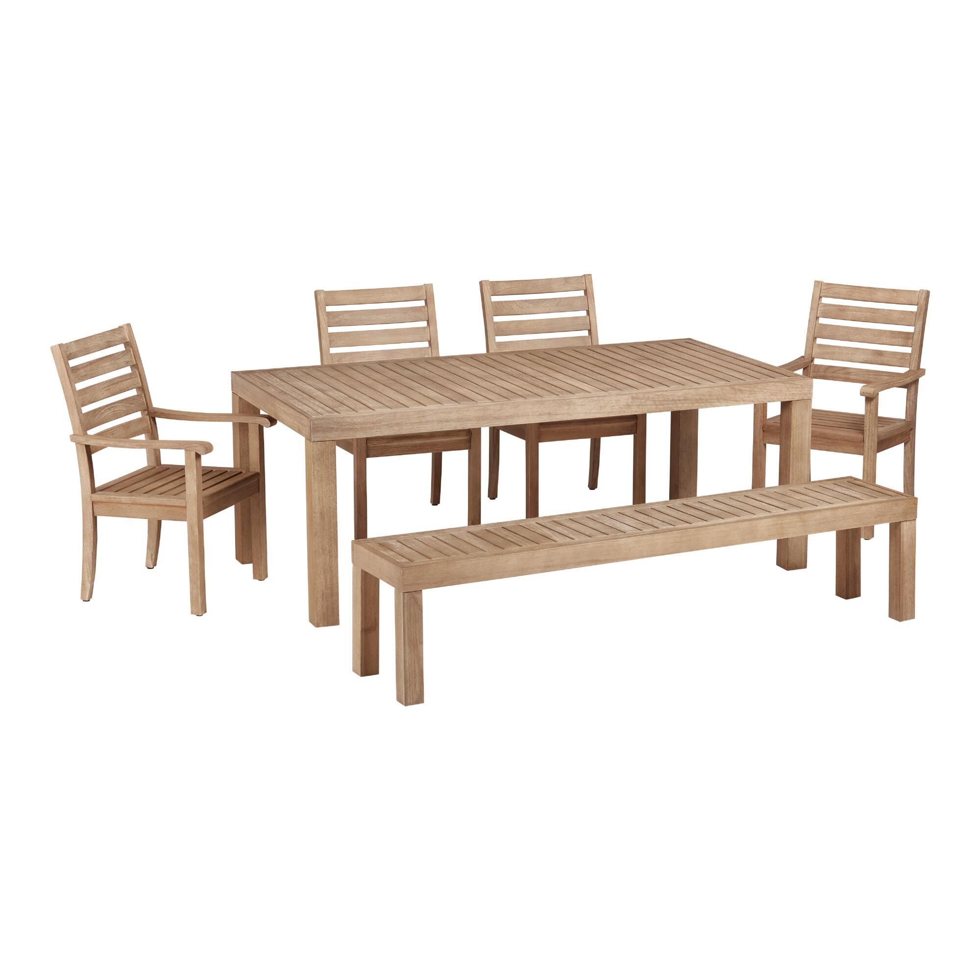 Light Brown Eucalyptus Segovia Outdoor Patio Dining Collection by World Market