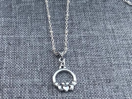 Tiny Claddagh Necklace. Irish Jewelry. Celtic Charm