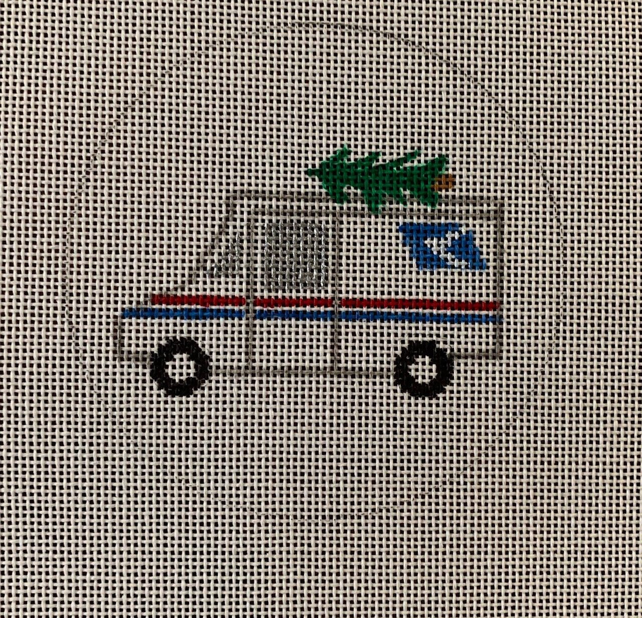 Needlepoint Handpainted Christmas Mail Truck Suzie Vallerie 4 -Free Us Shipping