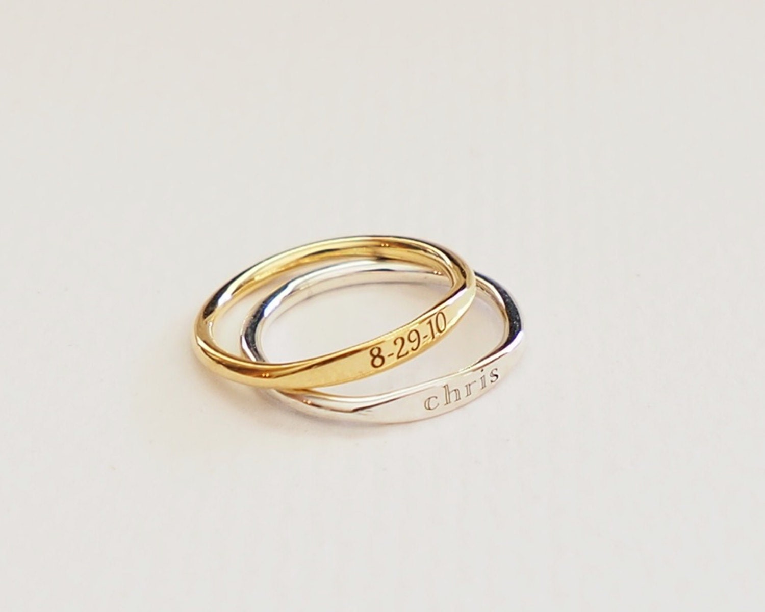 Custom Skinny Name Ring Personalized Stackable Rings in Sterling Silver Minimalist Message Bridesmaids Gift Rm21F41
