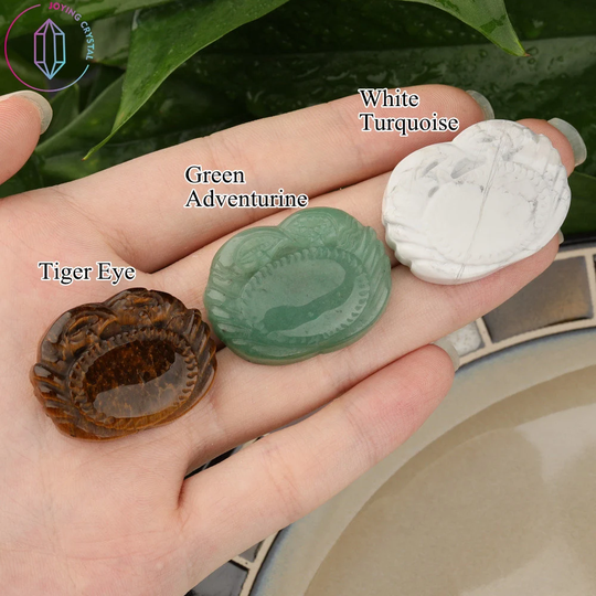 1.5 Inches Small Gemstones Crab Figurine, Healing Crystal Carving, Crystal Statue, Hand Carved Seafood Statue, Crystal Energy, Chakra Stone Decor