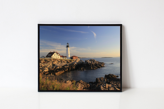 Lighthouse Maine Portland Photography Cape Elizabeth Head Photograph Coastal Wall Decor Beach New England Nautical Art
