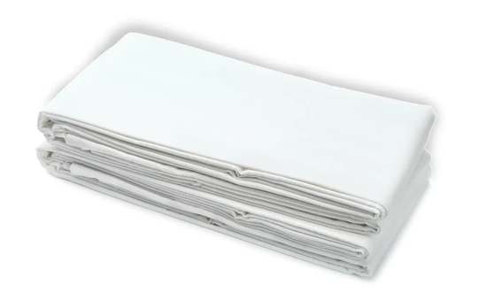 Essential Medical Supply Twin Extra Long 200-Thread Count Cotton Polyester Blend White Bed Sheet | C3053