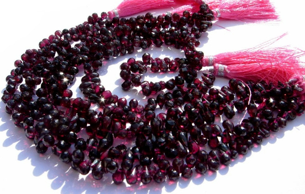 Natural Garnet Faceted Teardrop Briolettes - 30 Pcs 6x5 9x5mm Semiprecious Gemstone Beads Diy Jewelry Making Wire Wrapping Beading