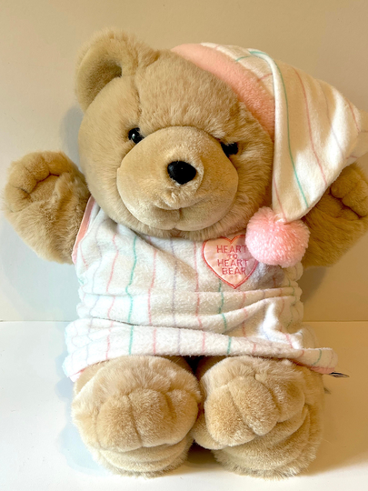 Vintage 1986 Chosun Int'l Ltd Heart To Pajama Bear Plush Working Beating Heart