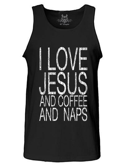 I Love Jesus & Coffee Naps Tank Top Black/Navy/Red/Royal Blue/White