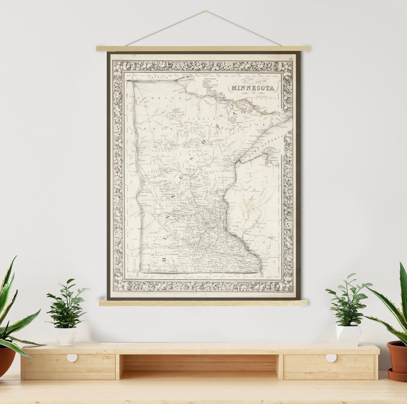 Minnesota Antique State Map Print | Canvas Art Printed Marketplace