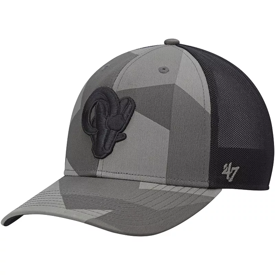Men's '47 Camo/Black Los Angeles Rams Countershade MVP Trucker Snapback Hat, Green