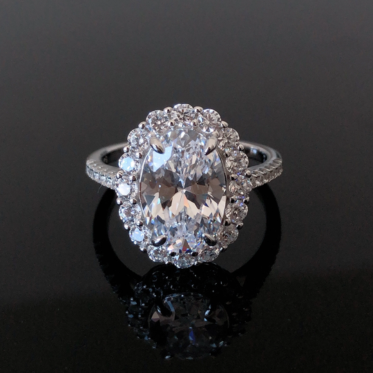 Mod White Topaz Sterling Silver Ring, Statement Diamond Ring, Large Engagement Cocktail Party Gemstone Ring