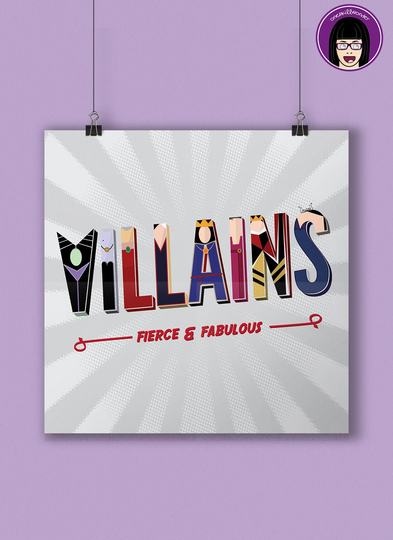 Villains Type Poster | Maleficient Ursula Snow White Evil Queen Cruella De Vil Art Print Matte Finish