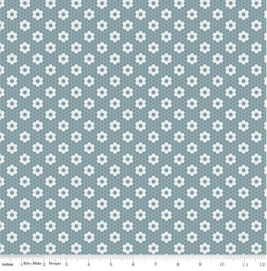 Midnight Rose, Blue Midnight Rose Fabric, Honeycomb Floral, Riley Blake Quilting Apparel Cotton