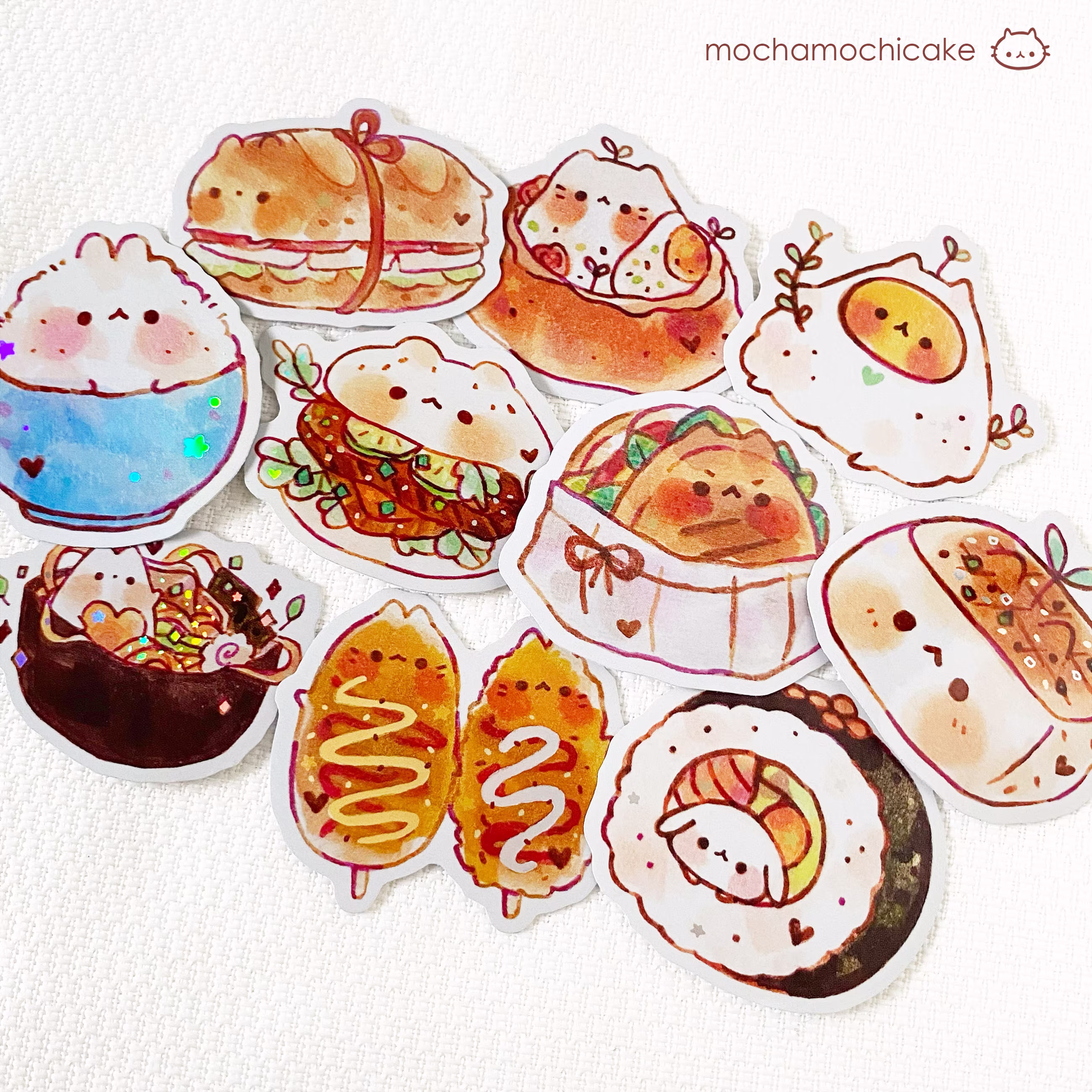 Cute Animal Foodies 2 Stickers/ Matte/ Holographic/ Die Cut Laptop Vinyl Journal/ Bottle/ Art