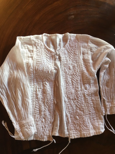 Hand-Embroidered Mexican Blouse White Cotton Floral Vintage Spanish Colonial Design Open Jacket Beyond Fair Trade