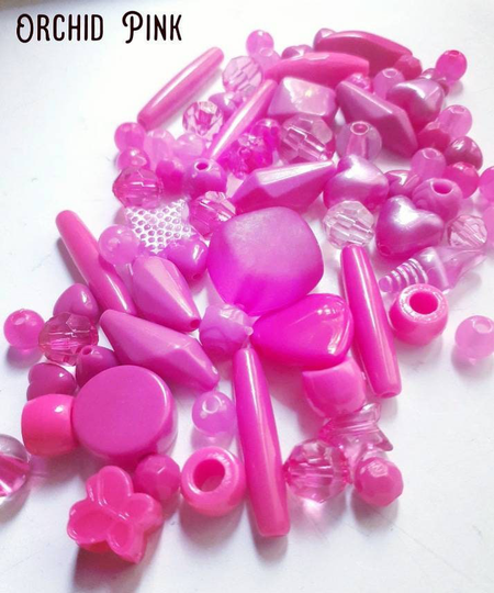 20Gr/Bag Orchid Pink Small Mix Beads, Bead Soup Mix, Acrylic Resin Jewelry Making Supplies