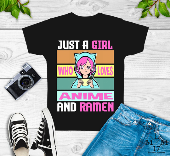 Girl Loves Anime & Ramen Shirt, Japanese, Foodie, Cosplay, Sweatshirt, Hoodie, Birthday Party Theme, Manga, Noods, Noodle