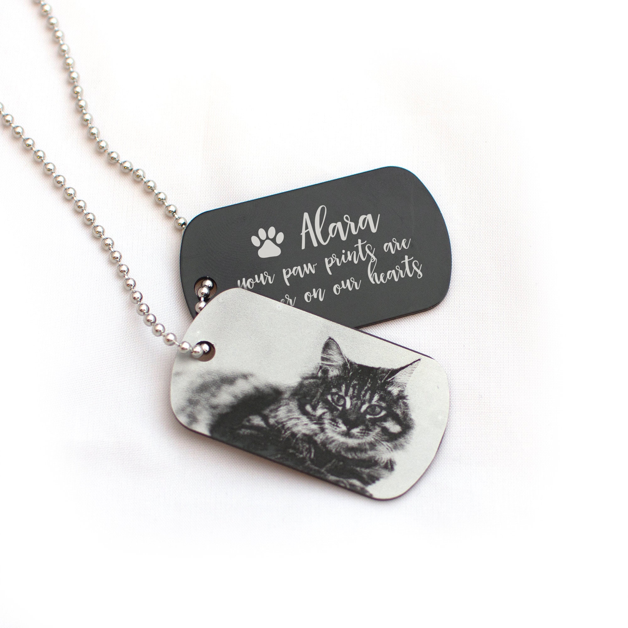 Custom Pet Photo Tag ~ Cat Memorial Gift Loss Favorite Animal Memory Keepsake Necklace Dog Lost