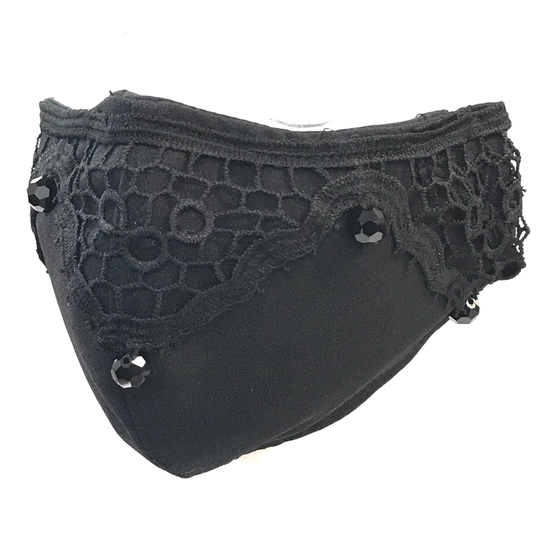 Black Gothic Lace Mask Victorian Masquerade Steampunks, Beads Re-Useable Face With Nose Bridge Wire Adult 8" Hand Made in Usa