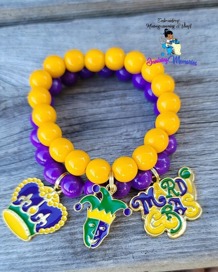 Mardi Gras, Gras Bracelet, Mardi Charms, Mardi Jewelry, Fluer De Lis