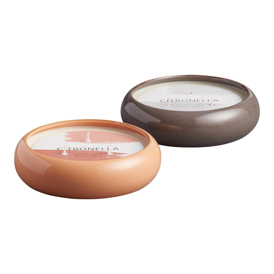 Ceramic Reactive Glaze 3 Wick Citronella Candle: Pink - Scented Wax by World Market