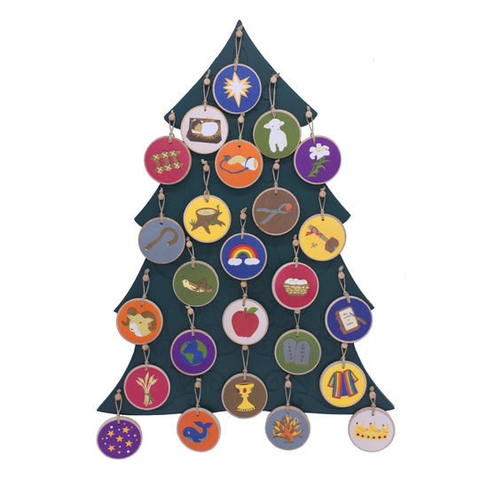 Jesse Tree Ornament Combo Set With Wall Display & Advent Book