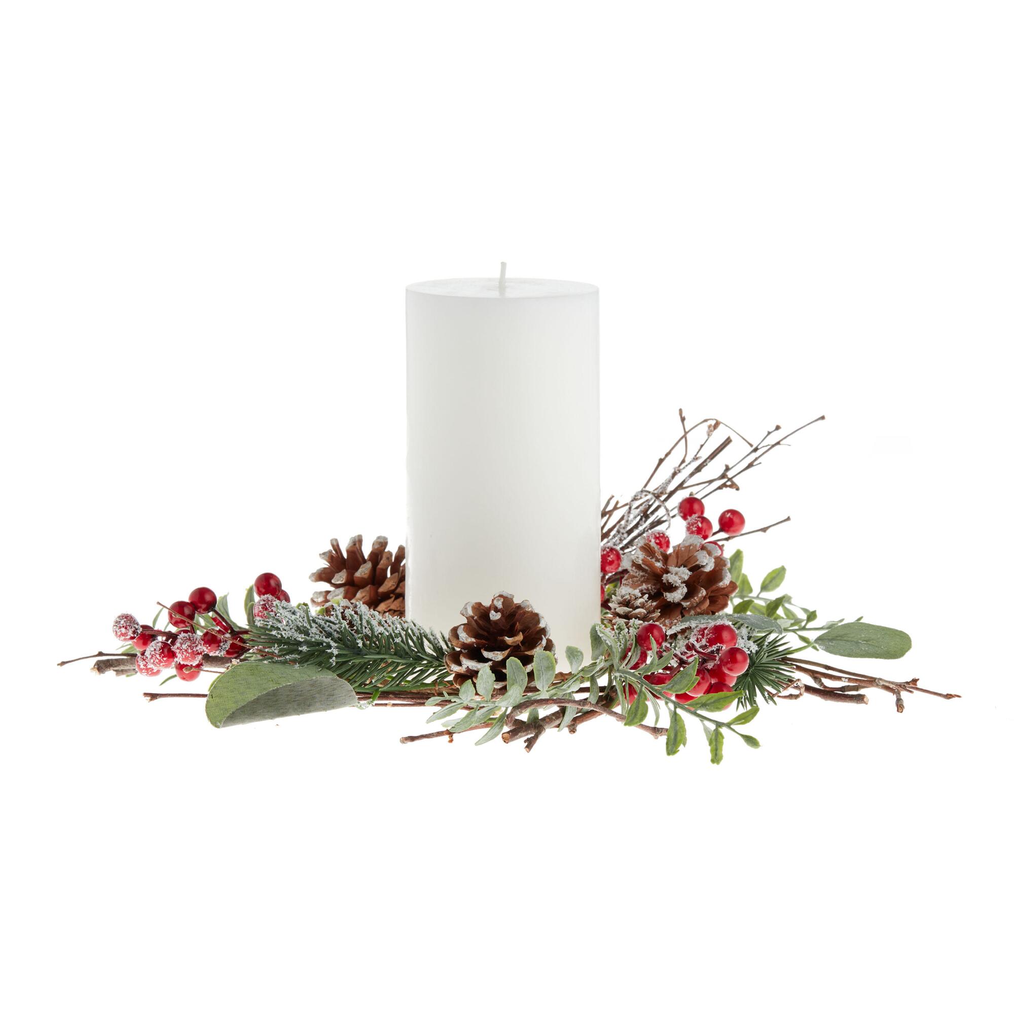 Faux Eucalyptus And Red Berry Candle Ring by World Market