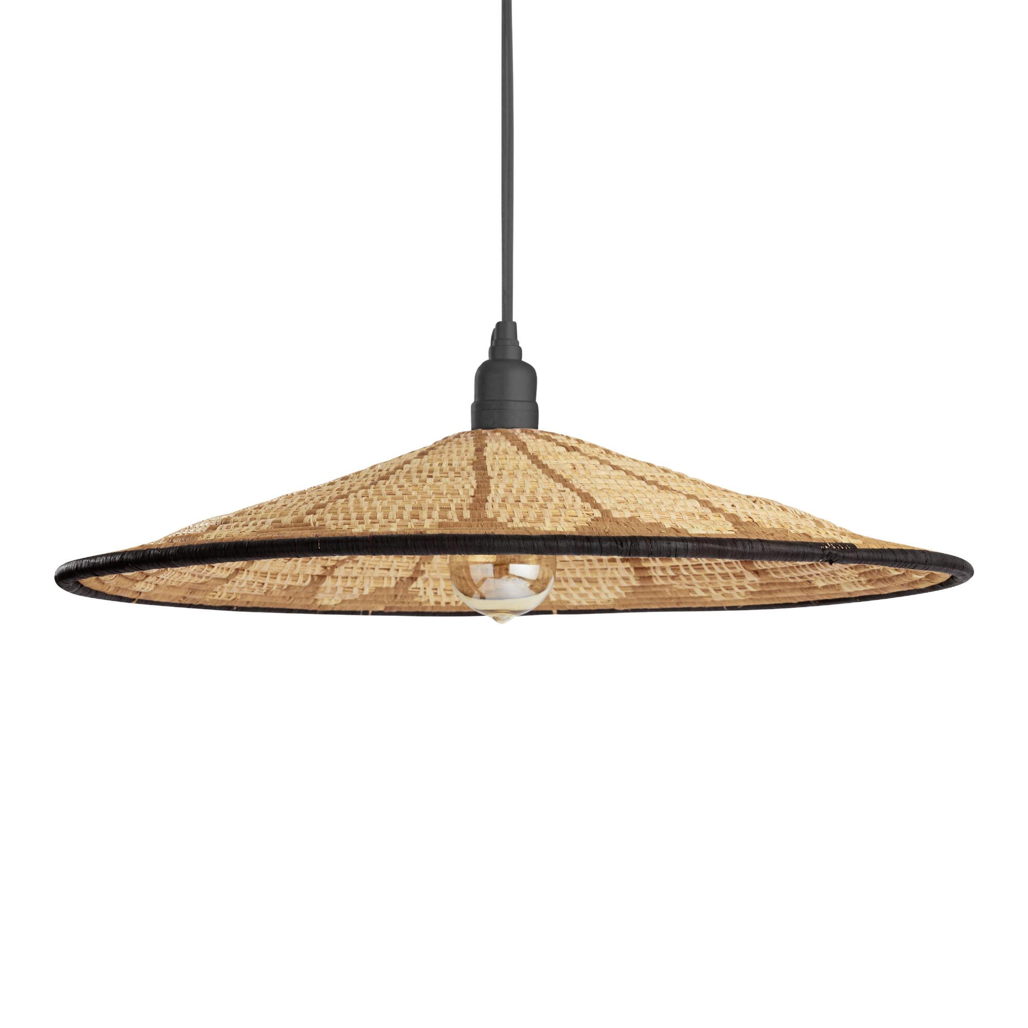 Large All Across Africa Natural Fiber Disc Pendant Shade: Multi - Raffia by World Market