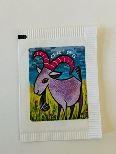 Holly Sugar Packet Advertising Paper Vintage Mcm Vtg Food Ephemera 1960S Restaurant Diner Market Memorabilia Sign Zodiac Aries Ram Mars