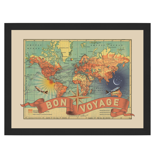 Bon Voyage Vintage Map Art Print By Wendy Gold