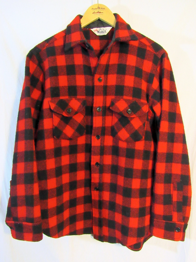 Vintage Woolrich 1970S? Men's Red & Black Buffalo Plaid Wool Blend Long Sleeve Button Shirt Size 21" P2P Outstanding Condition