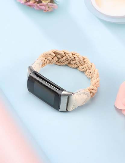 Elastic Woven Watch Straps For Fitbit Charge 5 Band Braided Nylon Stretchy Women Slim Soft Wristband