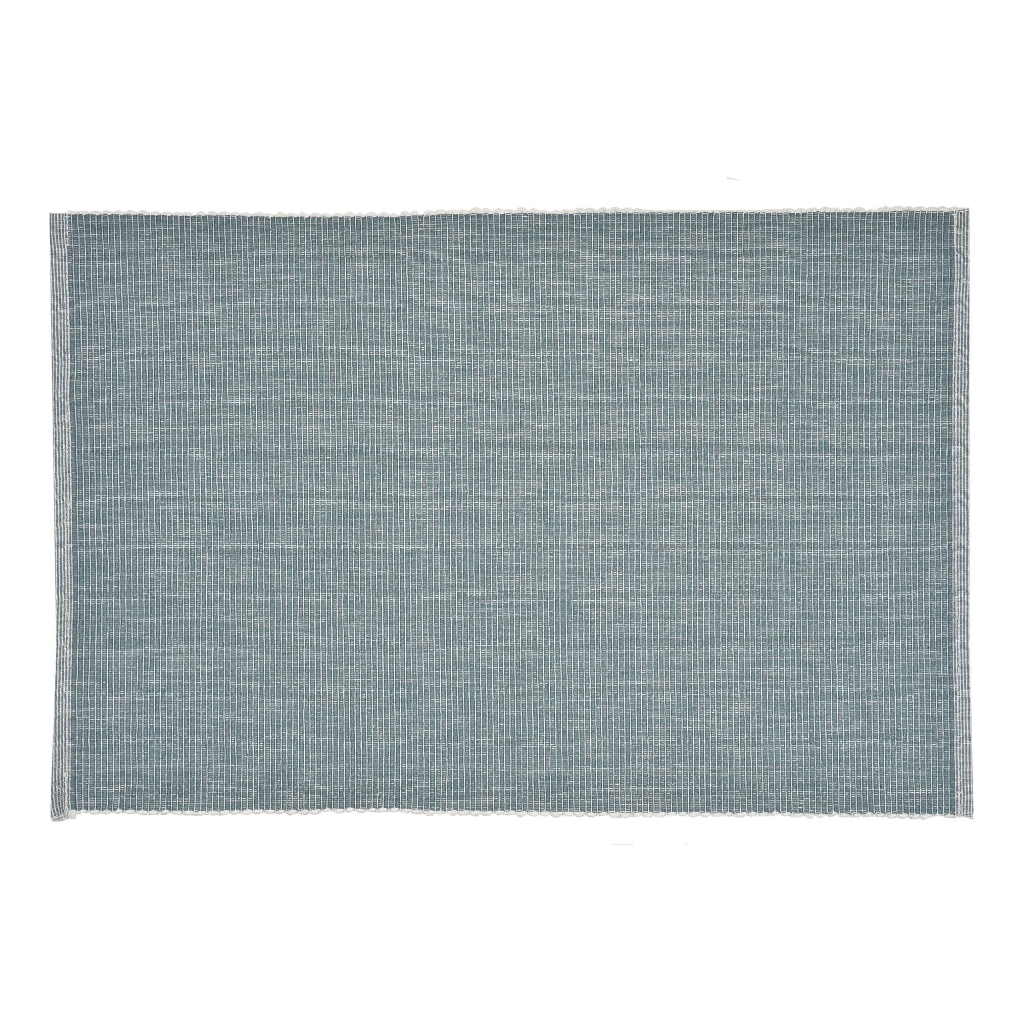 Distressed Teal Ribbed Placemats Set of 4: Blue - Cotton by World Market
