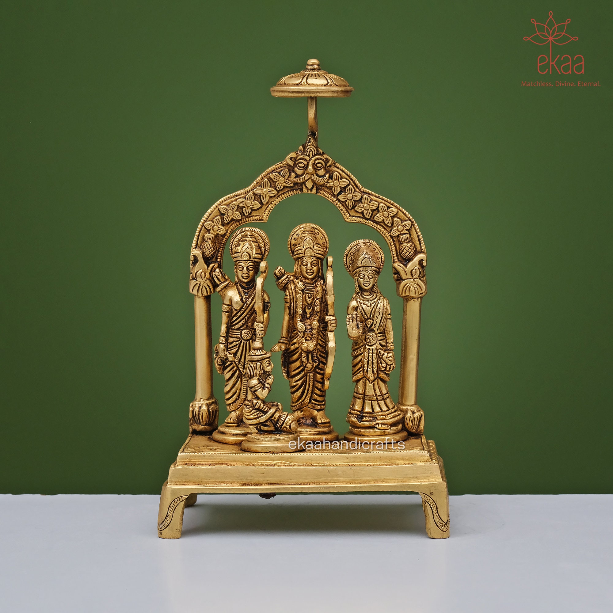 Ramdarbar Statue in Brass, Lord Rama, Hanuman, Lakshman, Sita Mata, Ram Ji Family Statue, With Temple Pooja Murti