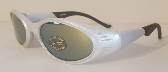Vintage Sport Biker Wrap Around Sunglasses // Yellow Tinted Mirror Lenses Thin Oval Lens Vtg Nos Silver Motorcycle Shades
