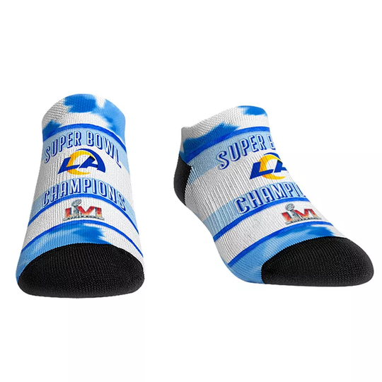 Rock Em Socks Los Angeles Rams Super Bowl LVI Champions Tie Dye Low Cut Ankle Socks, Men's, Size: Small/Medium, Multicolor