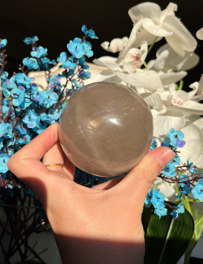 Rare Smokey Blue Star Rose Quartz Sphere, Rare Occurrence 90mm
