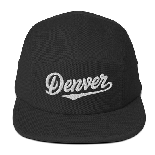 Classic Denver Script Camper Hat Embroidered Colorado Five Panel Cap
