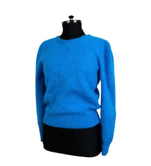 Neiman Marcus Vintage Blue Angora Blend Women's Sweater
