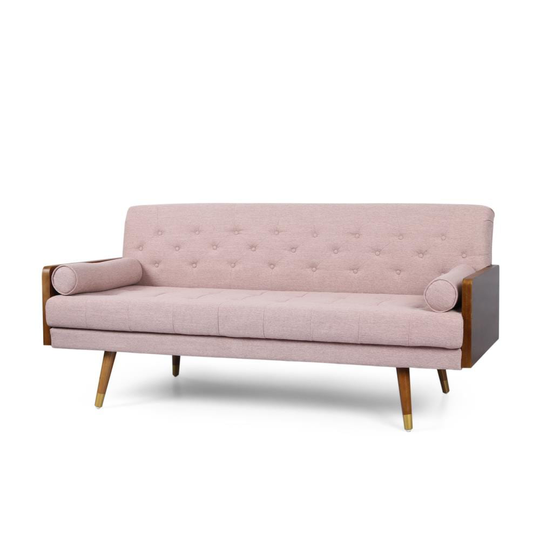 Best Selling Home Decor Jason Midcentury Light Blush and Dark Walnut Polyester/Blend Sofa in Pink | 310773